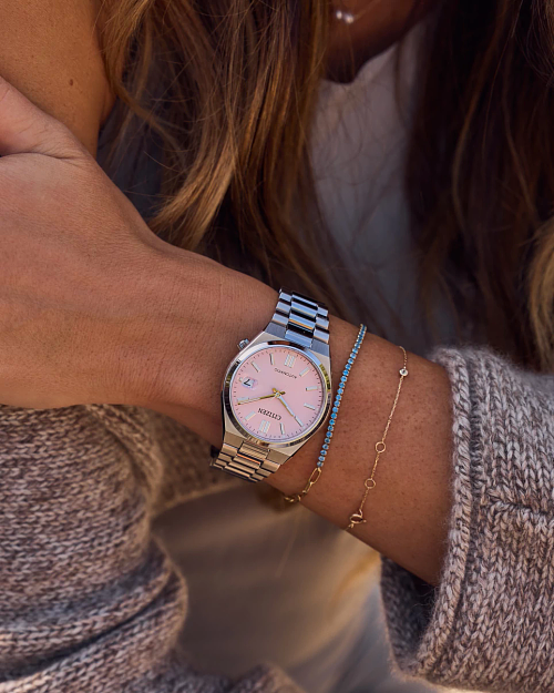 TSUYOSA 37mm Pink Dial Stainless Steel Bracelet NJ0200-50Z TSUYOSA 37mm Pink Dial Stainless Steel Bracelet NJ0200-50Z